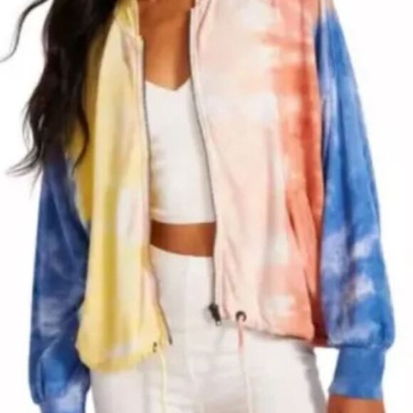 NEW BB Dakota By Steve Madden Tie Dye Cropped Bomber Jacket Small - Picture 2 of 4